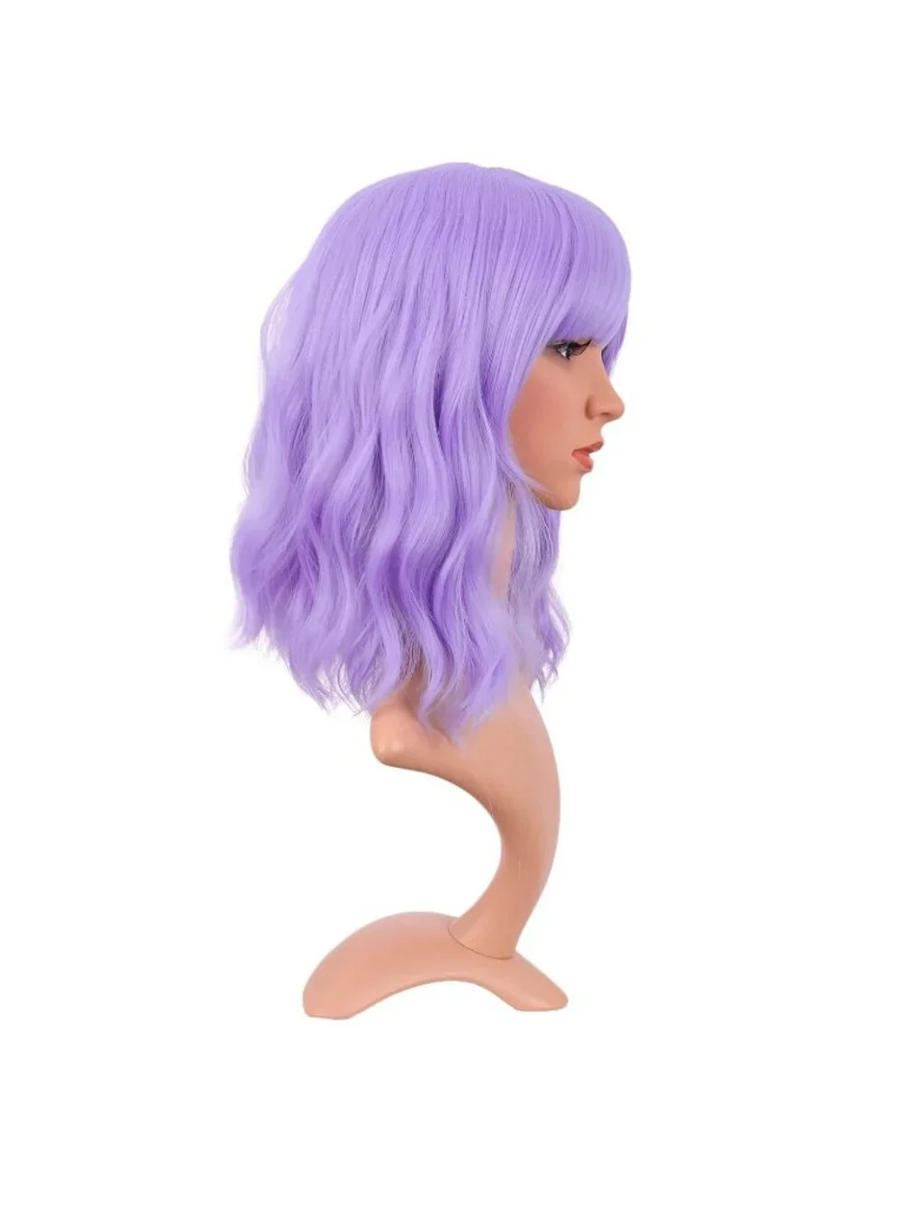 Women Light Purple 14 Inch Fresh Bright Synthetic Ordinary Short Wavy Curly Wigs